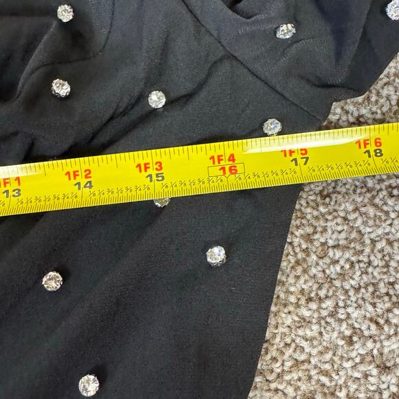 Mac Duggal NWT Size 8 Black Maxi 67874 Jeweled Plunge V Neck Long Sleeve Gown - Picture 16 of 16